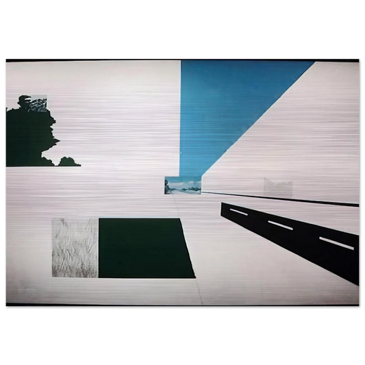 Looking North at 121 Mile Marker - Pop Art - Allan D Arcangelo Brushed Aluminum Print - 70x100 cm / 28x40 inches | Allan D Arcangelo Aluminum Print | Allan D Arcangelo Prints
