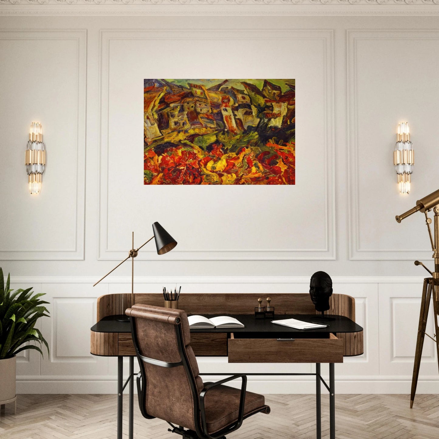 HOUSES WITH POINTED ROOFS - Chaim Soutine Brushed Aluminum Print - 70x100 cm / 28x40 inches | Chaim Soutine Aluminum Print | Chaim Soutine Prints