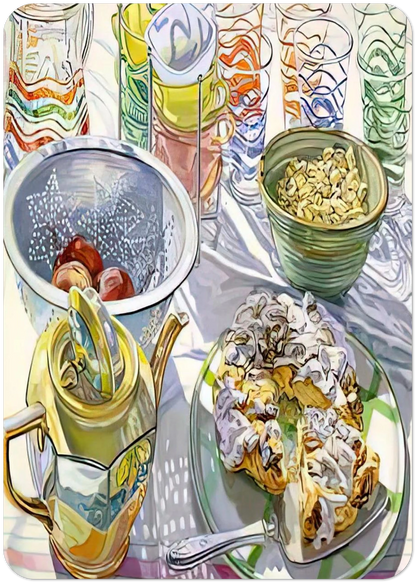 COFFEE CAKE 2003 By Janet Fish Pack of 10 Post Cards | Janet Fish Post Cards | A6 (10.5 x 14.8 cm) - 4.1 x 5.8 inches