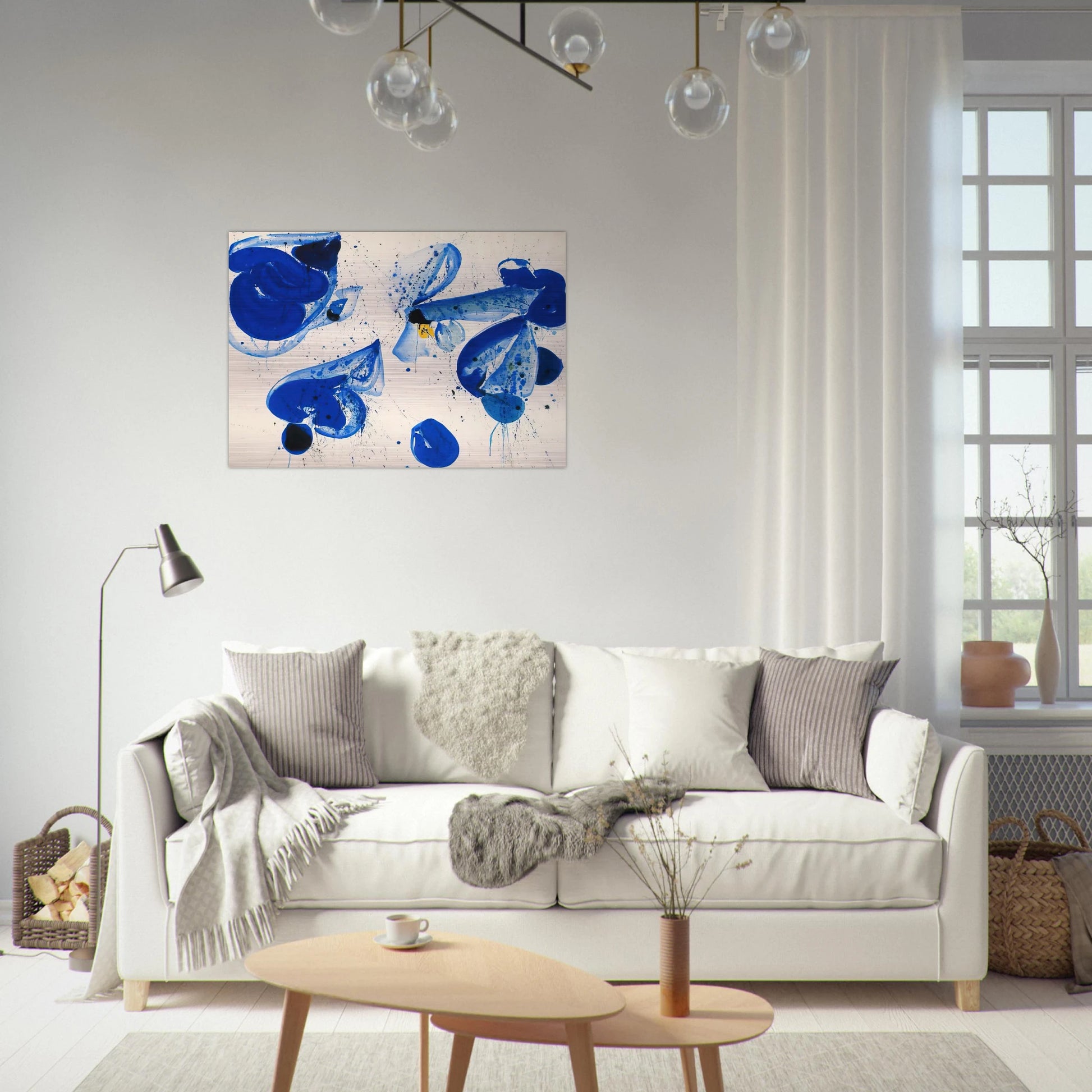 Untitled  Blue Balls from Cross #9  - Sam Francis Brushed Aluminum Print - 70x100 cm / 28x40 inches | Sam Francis Aluminum Print | Sam Francis Prints