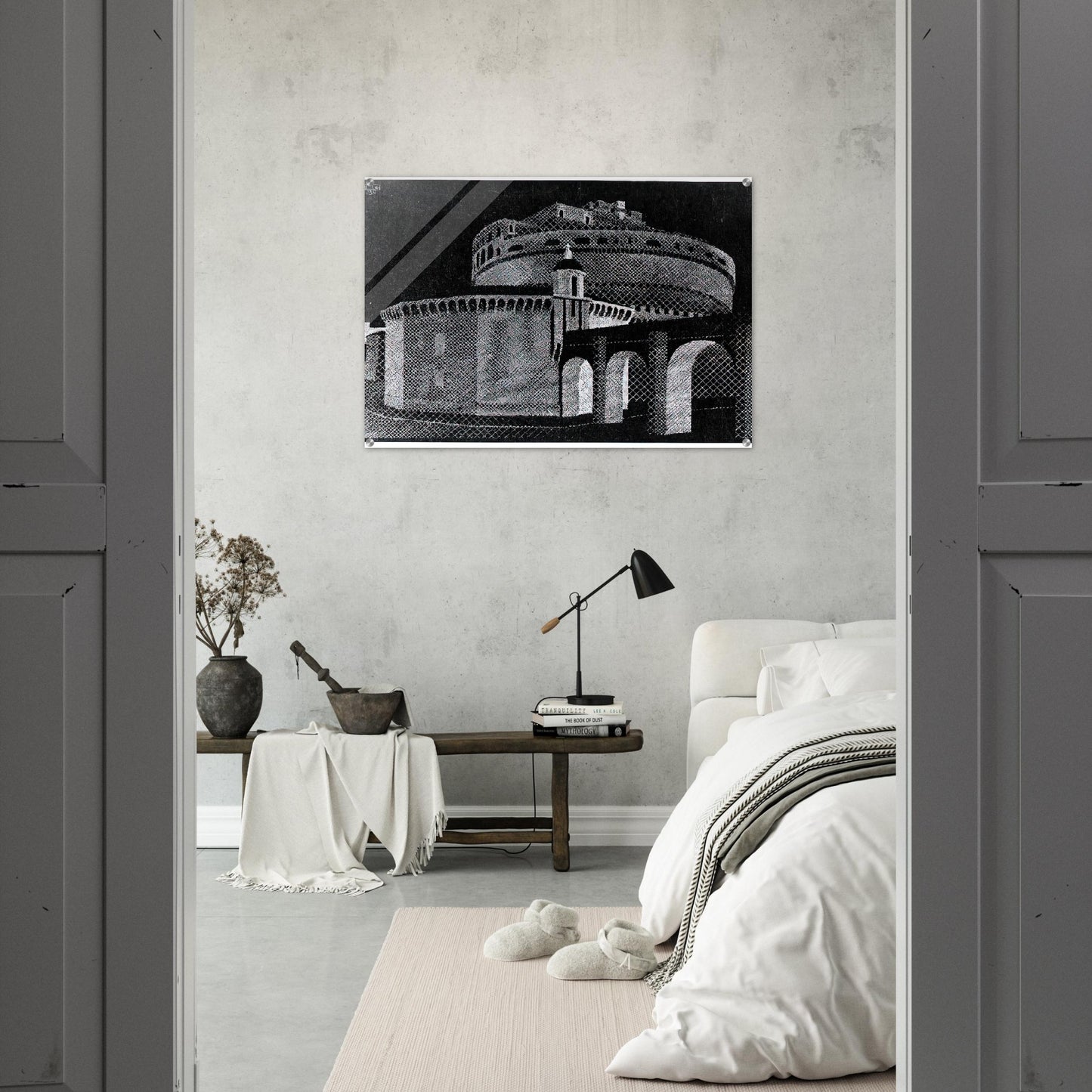 NOCTURNAL ROME CASTEL SANT ANGELO - MC Escher Acrylic Print - 70x100 cm / 28x40″ inches | Maurits Cornelis Escher Prints