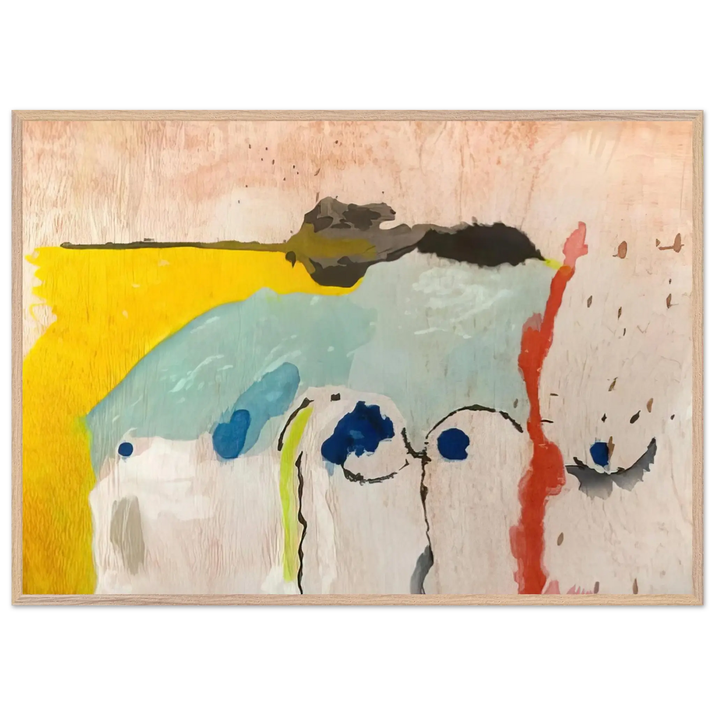 Helen Frankenthaler - Tales of Genji I - 1998 Wall art - 27x35 cm / 11x14 Inches - Premium Wooden Framed Poster With Fine Art Paper - White frame