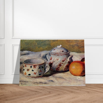 Still Life with Cup and Sugar Bowl - Pierre-Auguste Renoir Brushed Aluminum Print - 70x100 cm / 28x40 inches | Pierre-Auguste Renoir Aluminum Print | Pierre-Auguste Renoir Prints