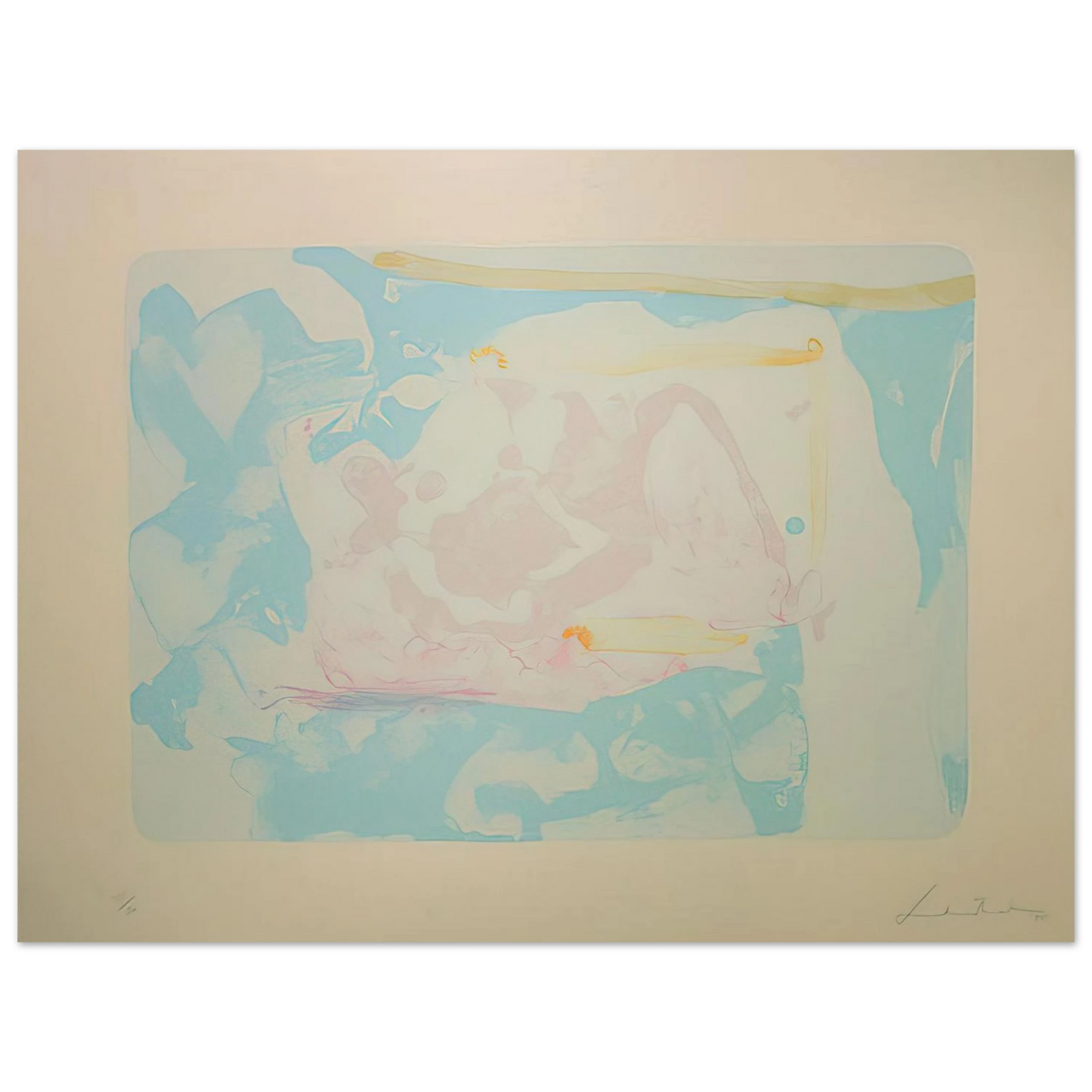 Helen Frankenthaler - Reflections III - 1995 Wall art - 21x29.7 cm / 8x12" - Premium Wooden Framed Poster With Fine Art Paper-canvas - Black frame