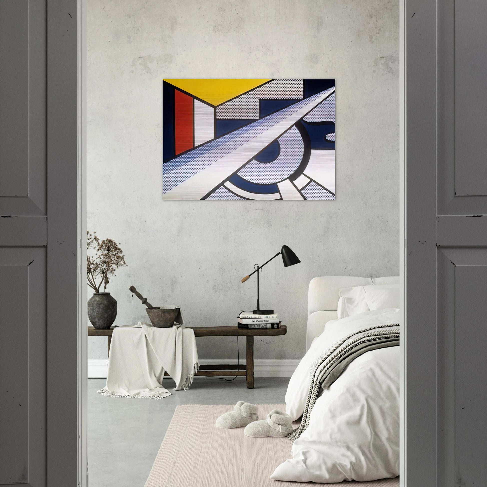 MODERN PAINTING WITH WEDGE 1967 - Roy Lichtenstein Brushed Aluminum Print - 70x100 cm / 28x40 inches | Roy Lichtenstein Aluminum Print | Roy Lichtenstein Prints