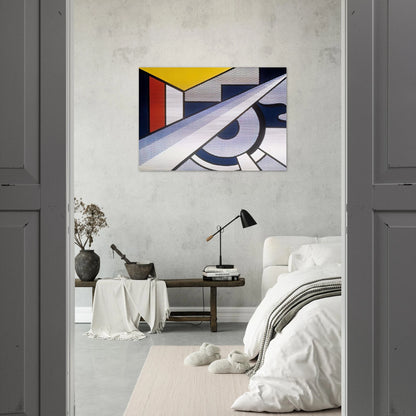 MODERN PAINTING WITH WEDGE 1967 - Roy Lichtenstein Brushed Aluminum Print - 70x100 cm / 28x40 inches | Roy Lichtenstein Aluminum Print | Roy Lichtenstein Prints