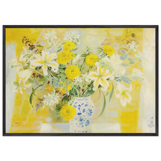 Fleurs - 1971 - Le Pho 70x100 cm / 28x40 inches Framed Art Print – Black Wooden Frame