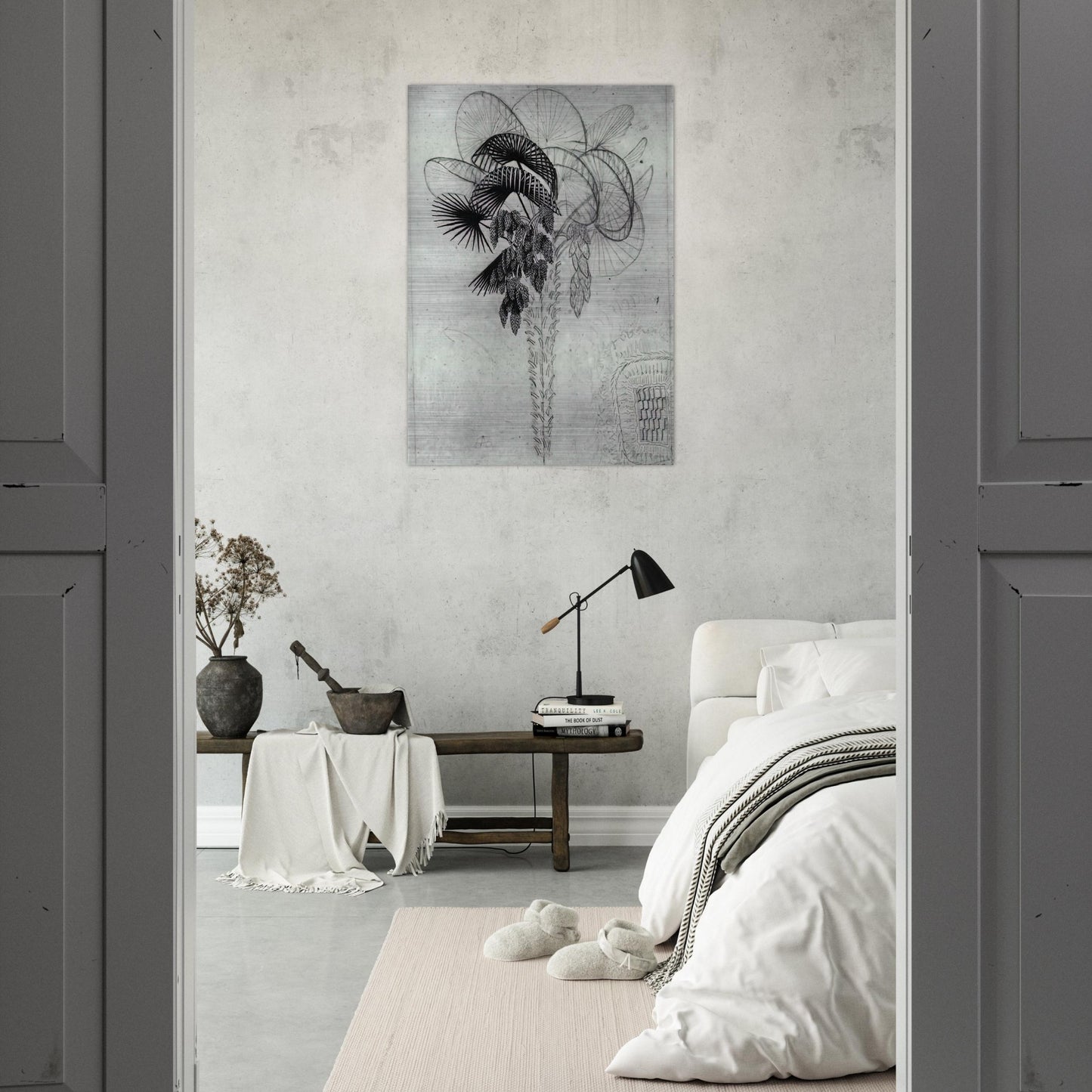 PALM TREE SKETCH - MC Escher Brushed Aluminum Print - 70x100 cm / 28x40 inches | MC Escher Aluminum Print | MC Escher Prints