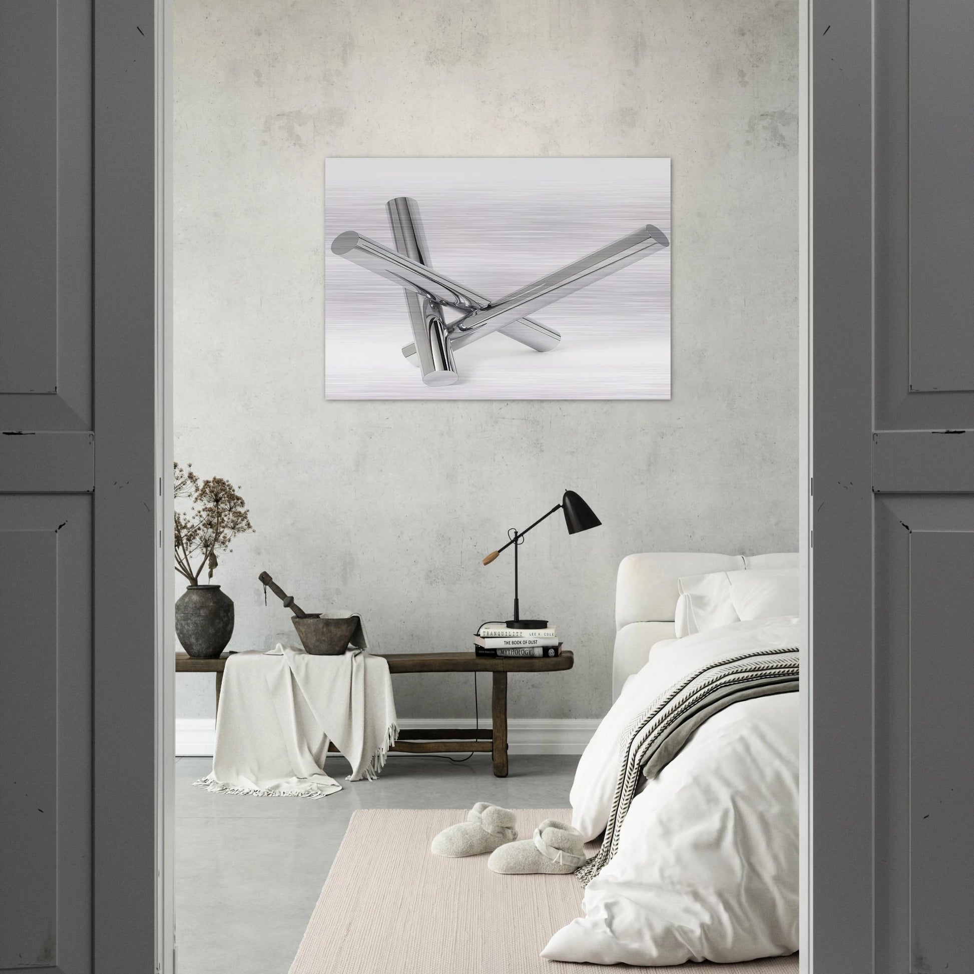 Einheit aus drei gleichen zylindern - 1966 - Max Bill Brushed Aluminum Print - 70x100 cm / 28x40 inches | Max Bill Aluminum Print | Max Bill Prints