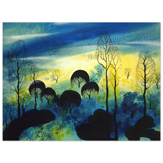 Eyvind Earle - Pastures Through the Fog  75x100 cm / 30x40inches Fine Art Poster