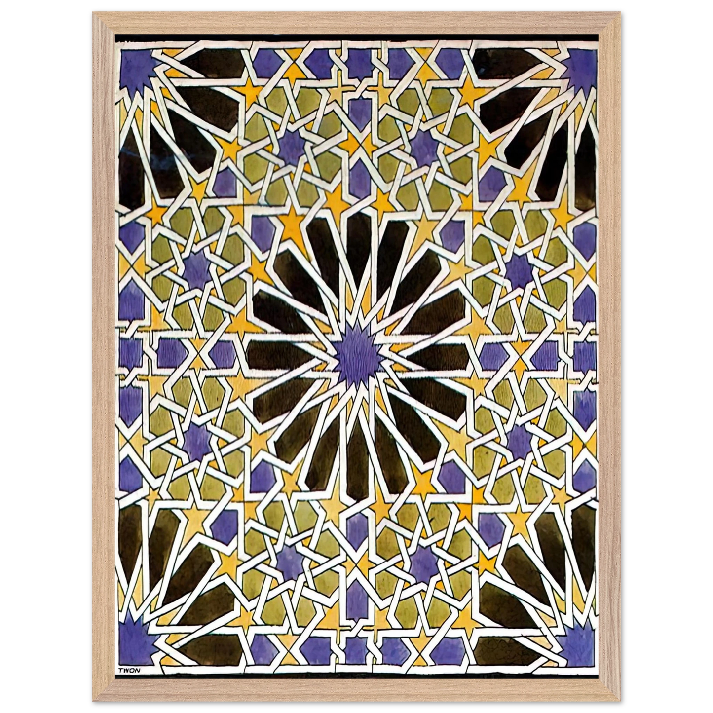 MC Escher - MURAL MOSAIC IN THE ALHAMBRA Wall Art - 60x80 cm / 24x32 inches - Premium Wooden Framed Poster With Fine Art Paper-canvas - White frame