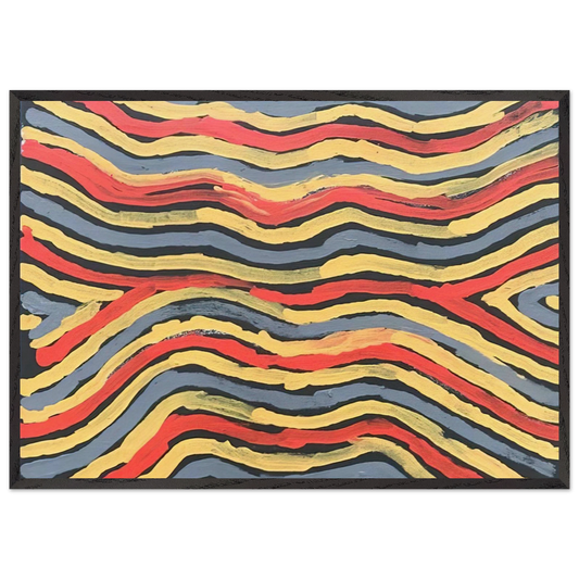 Worm Dreaming - 1997 - Clifford Possum Tjapaltjarri 70x100 cm / 28x40 inches Framed Art Print – Black Wooden Frame