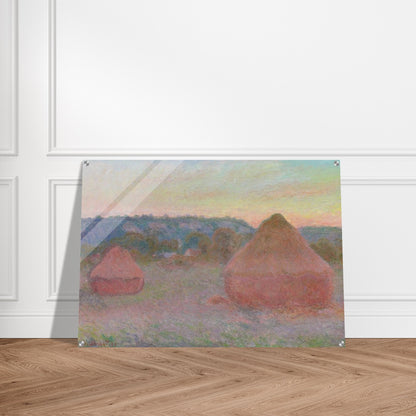 Stacks of Wheat End of Day, Autumn - claude monet Acrylic Print - 70x100 cm / 28x40″ inches | claude monet Wall Art | claude monet Prints