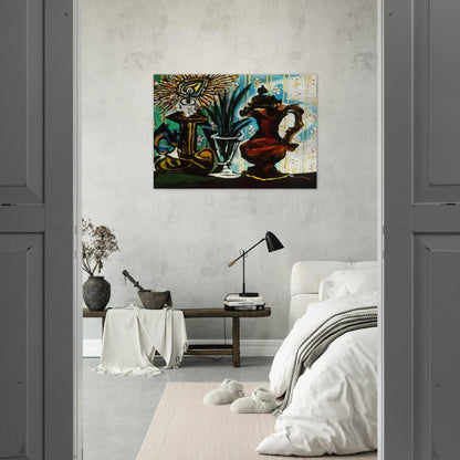 Still life with candle - Pablo Picasso Brushed Aluminum Print - 70x100 cm / 28x40 inches | Pablo Picasso Aluminum Print | Pablo Picasso Prints