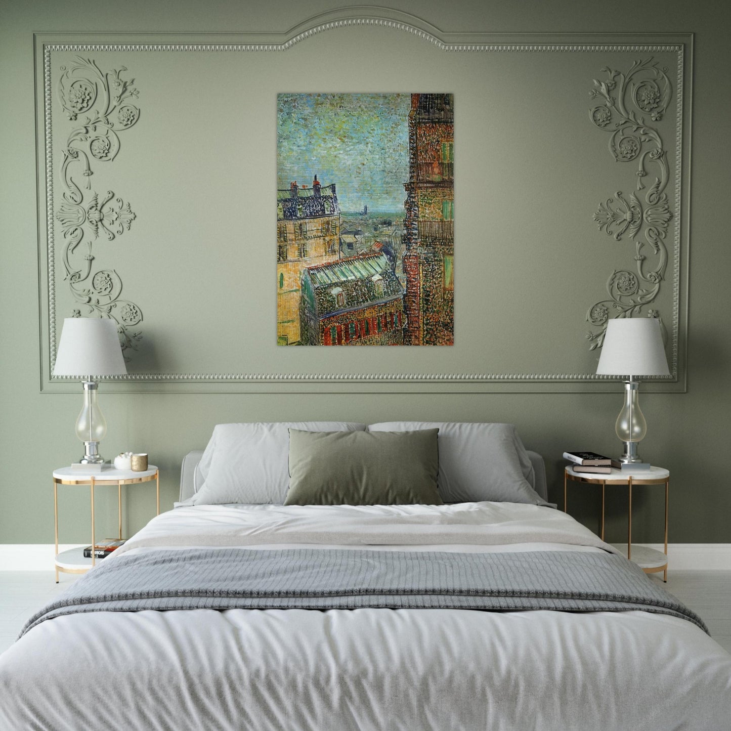 View of Paris from Vincent's Room in the Rue Lepic - Vincent van Gogh Brushed Aluminum Print - 70x100 cm / 28x40 inches | Vincent van Gogh Aluminum Print | Vincent van Gogh Prints