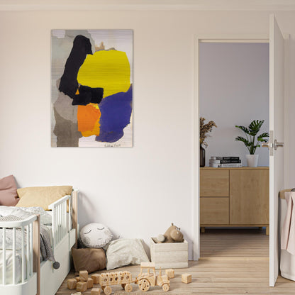 COLLAGE WITH YELLOW BLUE AND ORANGE 1963 - Esteban Vicente Brushed Aluminum Print - 70x100 cm / 28x40 inches | Esteban Vicente Aluminum Print | Esteban Vicente Prints