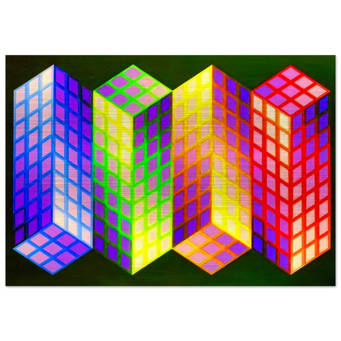Torony-Nagy - 1969 - Victor Vasarely Brushed Aluminum Print - 70x100 cm / 28x40 inches | Victor Vasarely Aluminum Print | Victor Vasarely Prints