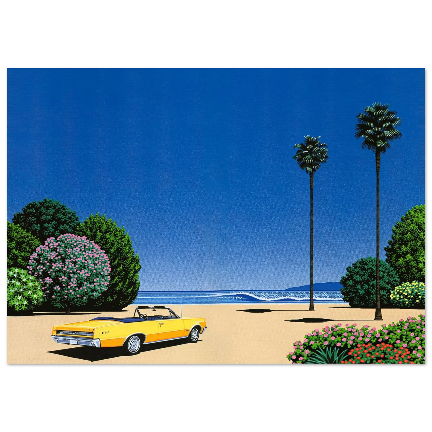 Hiroshi Nagai - Sweet Breeze Alt Coastline at LoverÃƒÂ¢Ã¢â€šÂ¬Ã¢â€žÂ¢s Point Wall Art - 60x80 cm / 24x32 inches - Premium Wooden Framed Poster With Fine Art Paper - Black frame