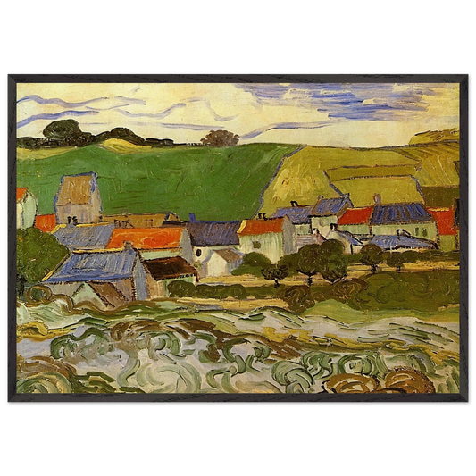 View of Auvers N2 - Vincent van Gogh 70x100 cm / 28x40 inches Framed Art Print – Black Wooden Frame