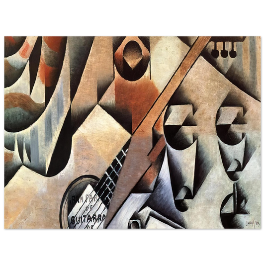 Juan Gris - GUITAR AND GLASSES BANJO AND GLASSES 1912  75x100 cm / 30x40inches Fine Art Poster