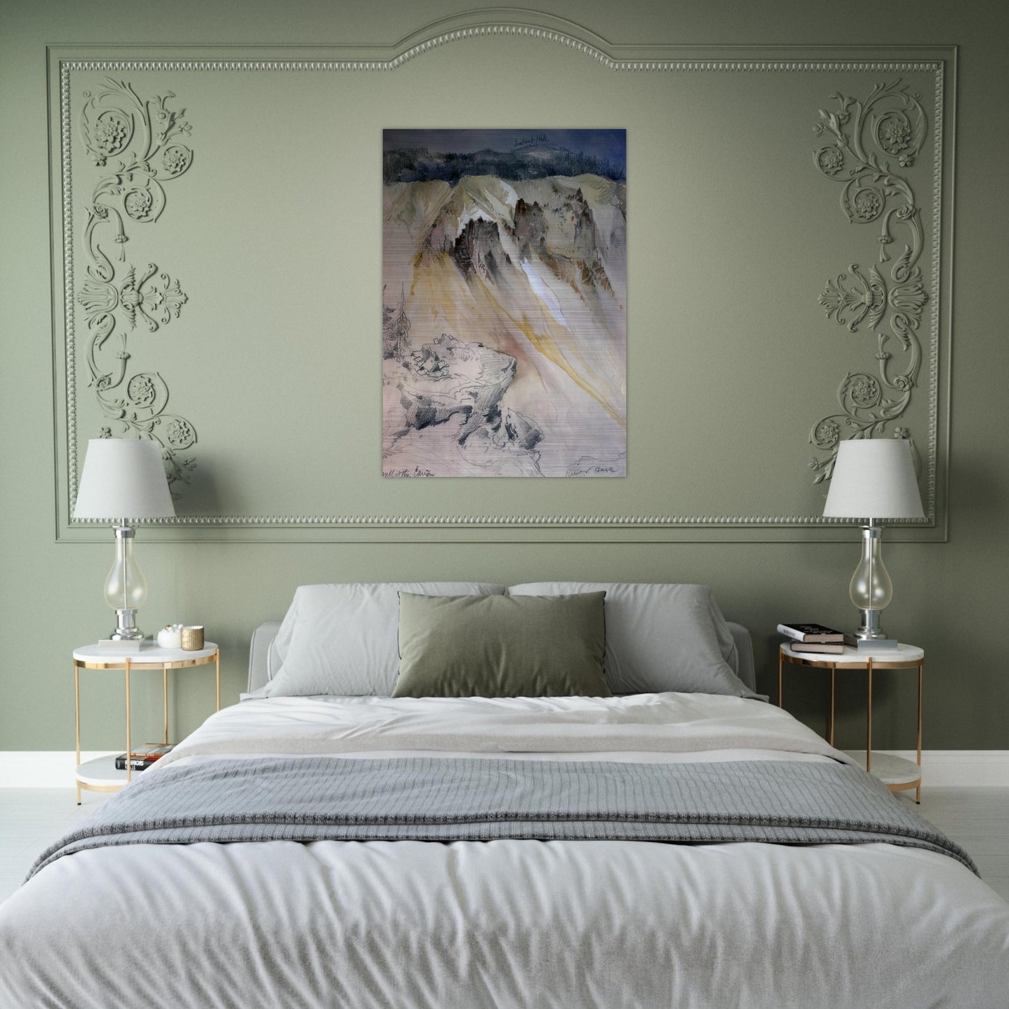East wall of the canyon from Inspiration Point - Thomas Moran Brushed Aluminum Print - 70x100 cm / 28x40 inches | Thomas Moran Aluminum Print | Thomas Moran Prints