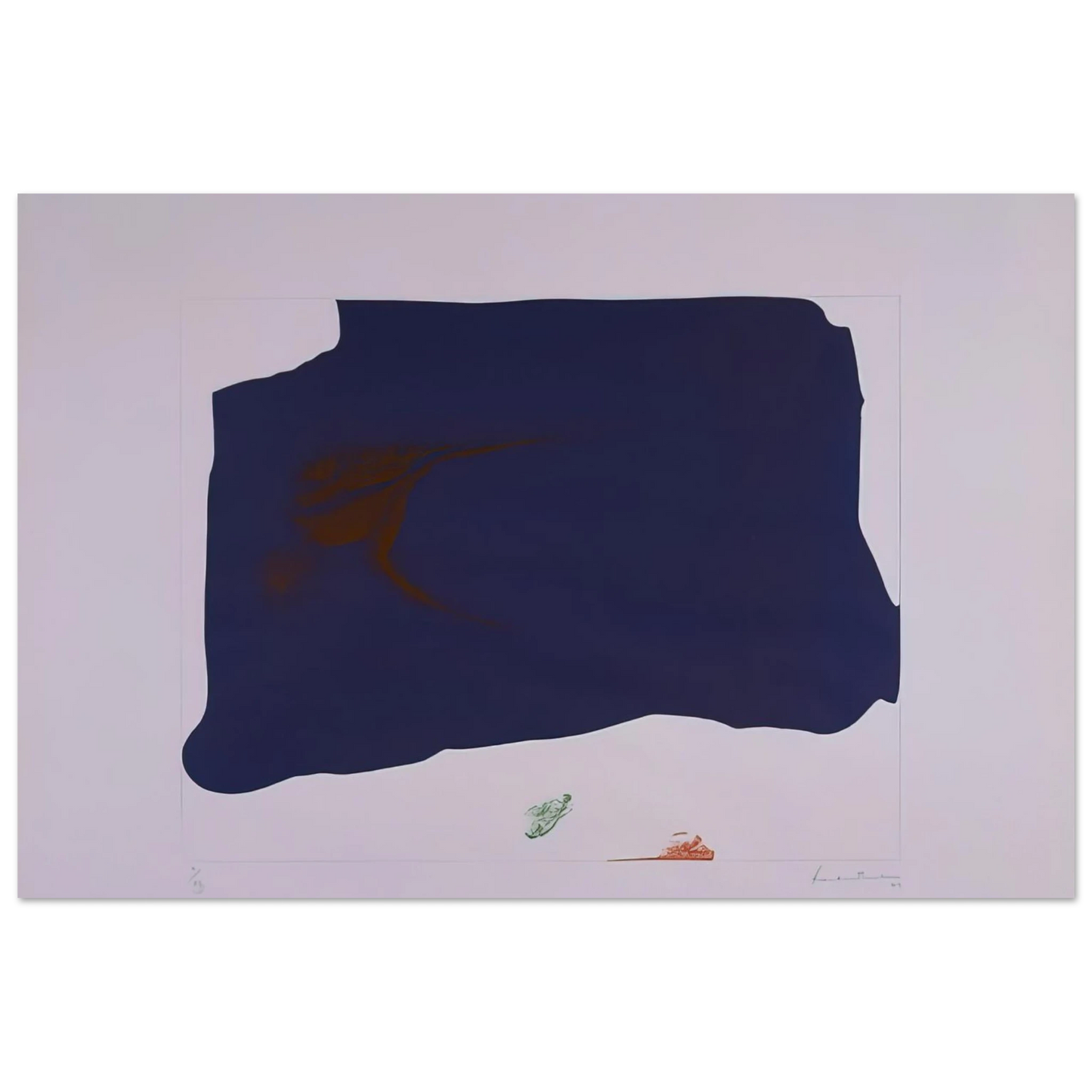 Helen Frankenthaler - Variation II on Mauve Corner - 1969 Wall art - 40x40 cm / 16x16 inches - Premium Wooden Framed Poster With Fine Art Paper-canvas - White frame