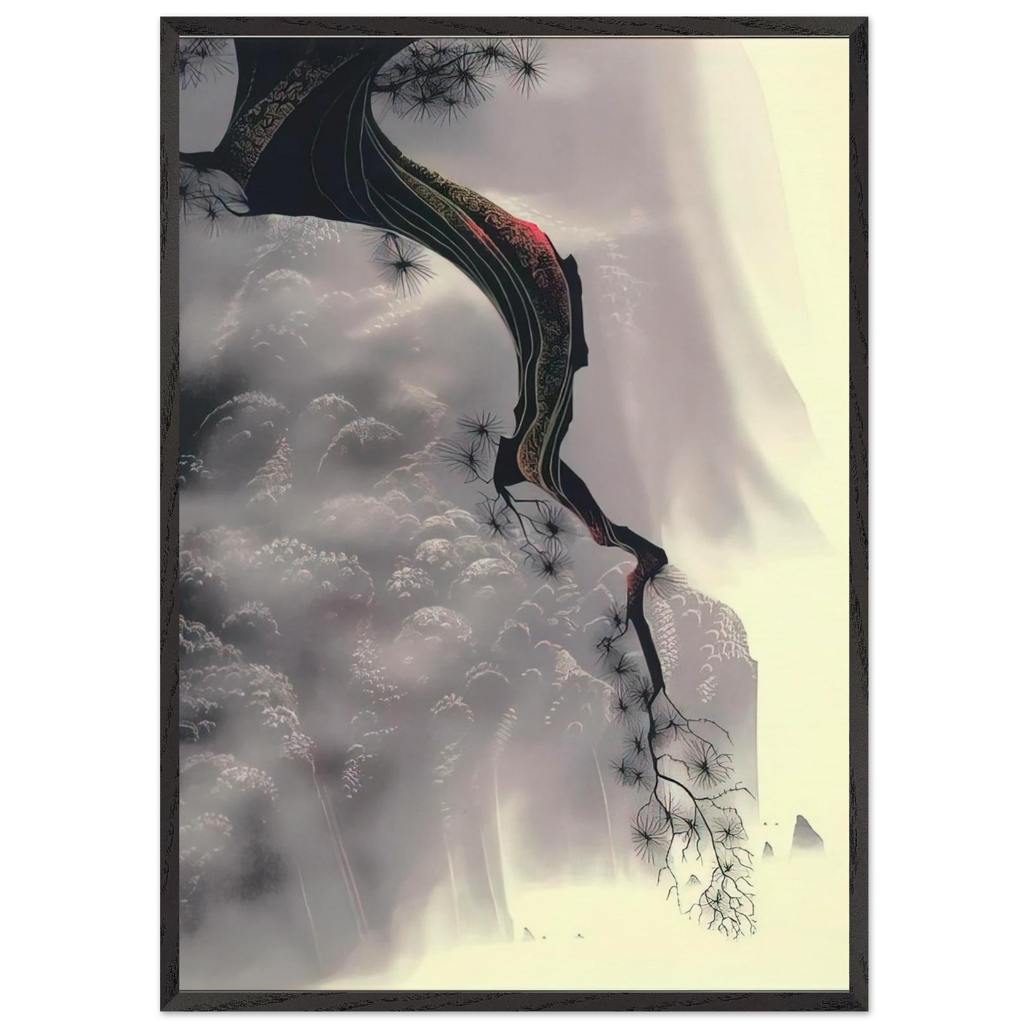 Through the Fog - Eyvind Earle 70x100 cm / 28x40 inches Framed Art Print – Black Wooden Frame
