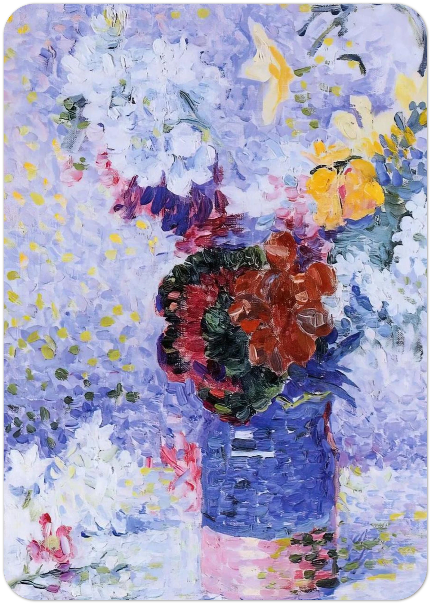 Flowers in a Glass By Henri-Edmond Cross Pack of 10 Post Cards | Henri-Edmond Cross Post Cards | A6 (10.5 x 14.8 cm) - 4.1 x 5.8 inches
