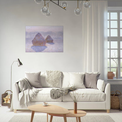 Haystacks Effect of Snow and Sun - claude monet Brushed Aluminum Print - 70x100 cm / 28x40 inches | claude monet Aluminum Print | claude monet Prints