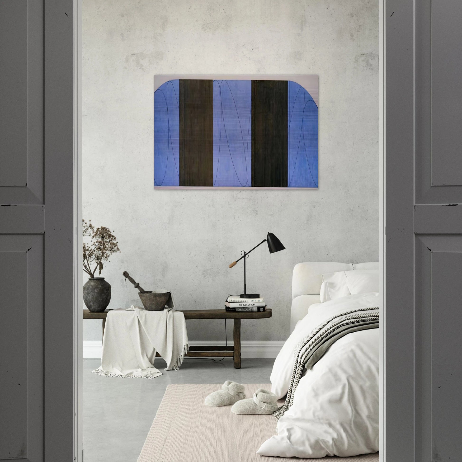BLUE BLACK FIVE PANEL ZONE PAINTING 1998 - Robert Mangold Brushed Aluminum Print - 70x100 cm / 28x40 inches | Robert Mangold Aluminum Print | Robert Mangold Prints
