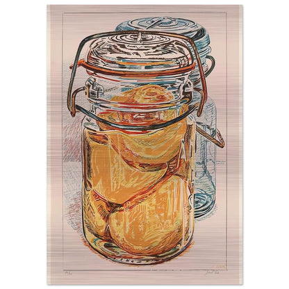 PRESERVED PEACHES 1975 - Janet Fish Brushed Aluminum Print - 70x100 cm / 28x40 inches | Janet Fish Aluminum Print | Janet Fish Prints