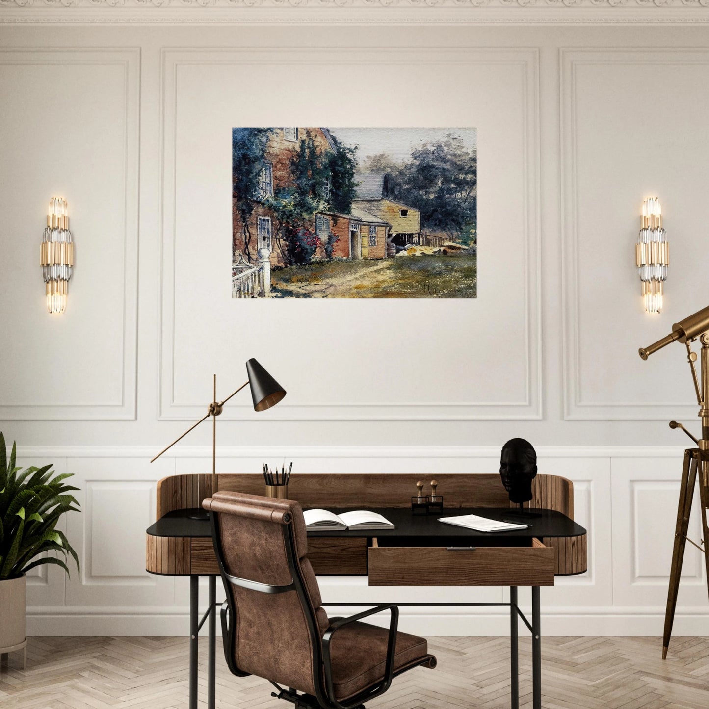 Old House, Nantucket - Childe Hassam Brushed Aluminum Print - 70x100 cm / 28x40 inches | Childe Hassam Aluminum Print | Childe Hassam Prints