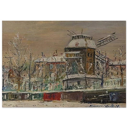 MOULIN DE LA GALETTE UNDER THE SNOW 1 - Maurice Utrillo Brushed Aluminum Print - 70x100 cm / 28x40 inches | Maurice Utrillo Aluminum Print | Maurice Utrillo Prints