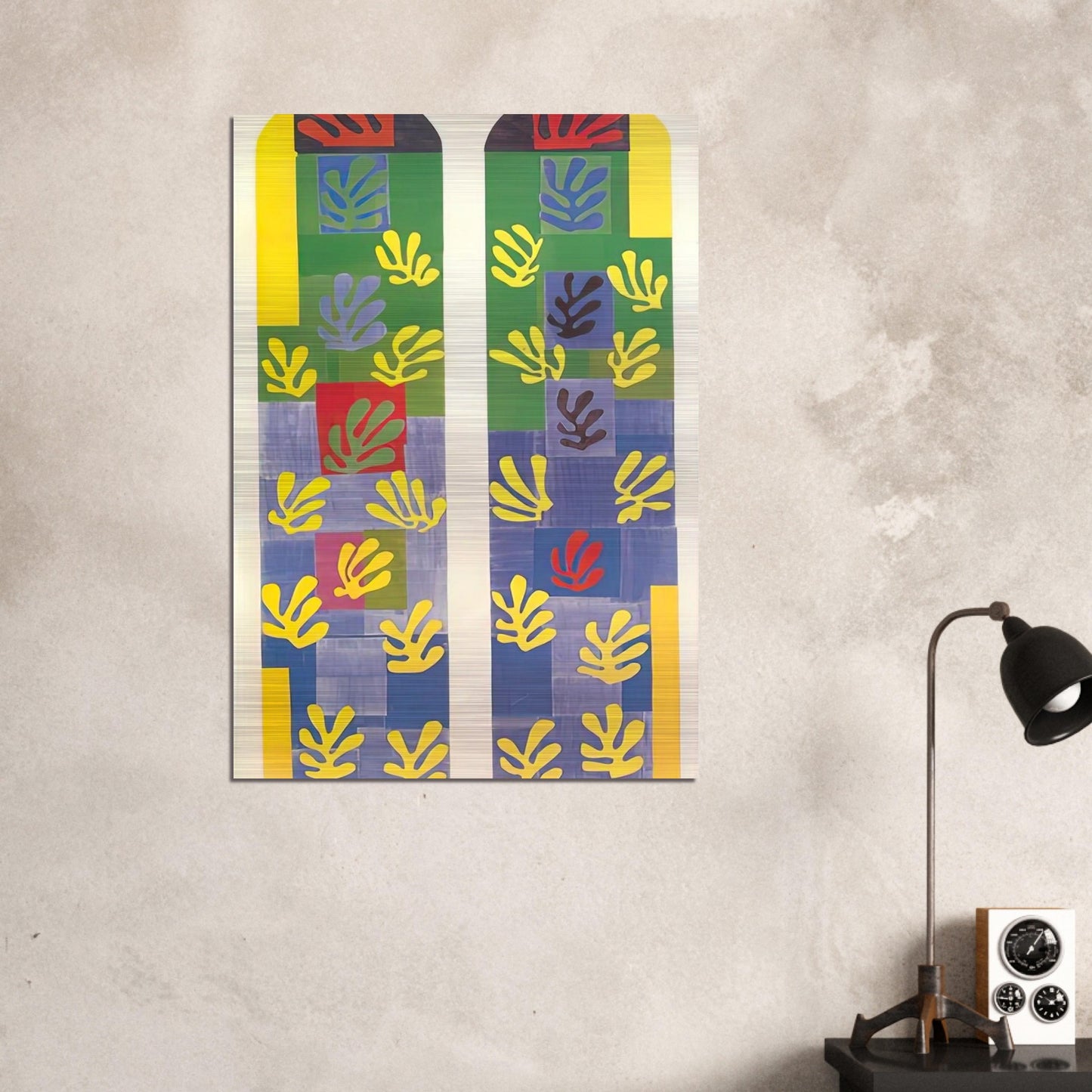 STAINED GLASS WINDOW WINDOW OF THE ABSIDE OF THE ROSARY CHAPEL 1949 - Henri Matisse Brushed Aluminum Print - 70x100 cm / 28x40 inches | Henri Matisse Aluminum Print | Henri Matisse Prints