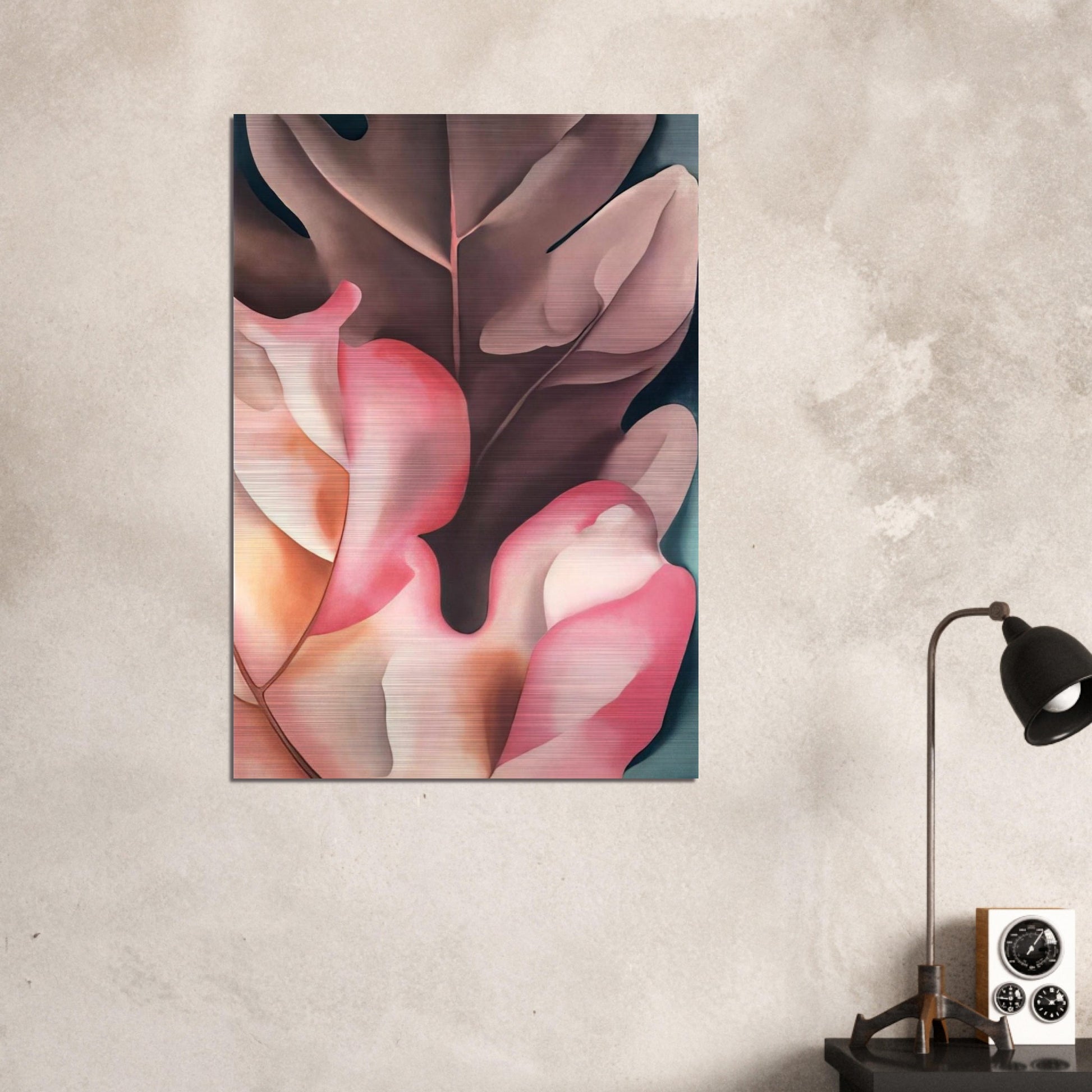Oak Leaves Pink and Grey - Georgia O'Keeffe Brushed Aluminum Print - 70x100 cm / 28x40 inches | Georgia O'Keeffe Aluminum Print | Georgia O'Keeffe Prints