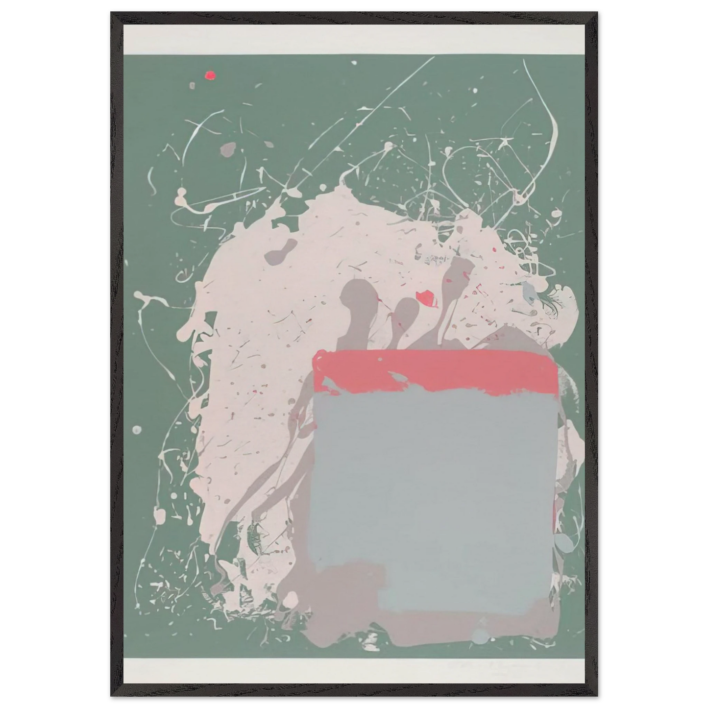 Grey  Blue on Green - 1971 - John Hoyland 70x100 cm / 28x40 inches Framed Art Print – Black Wooden Frame