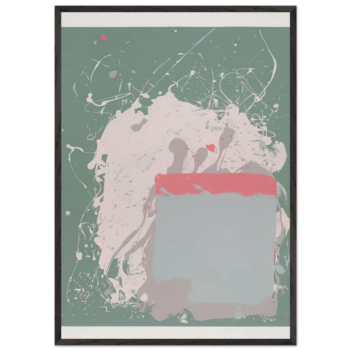 Grey  Blue on Green - 1971 - John Hoyland 70x100 cm / 28x40 inches Framed Art Print – Black Wooden Frame