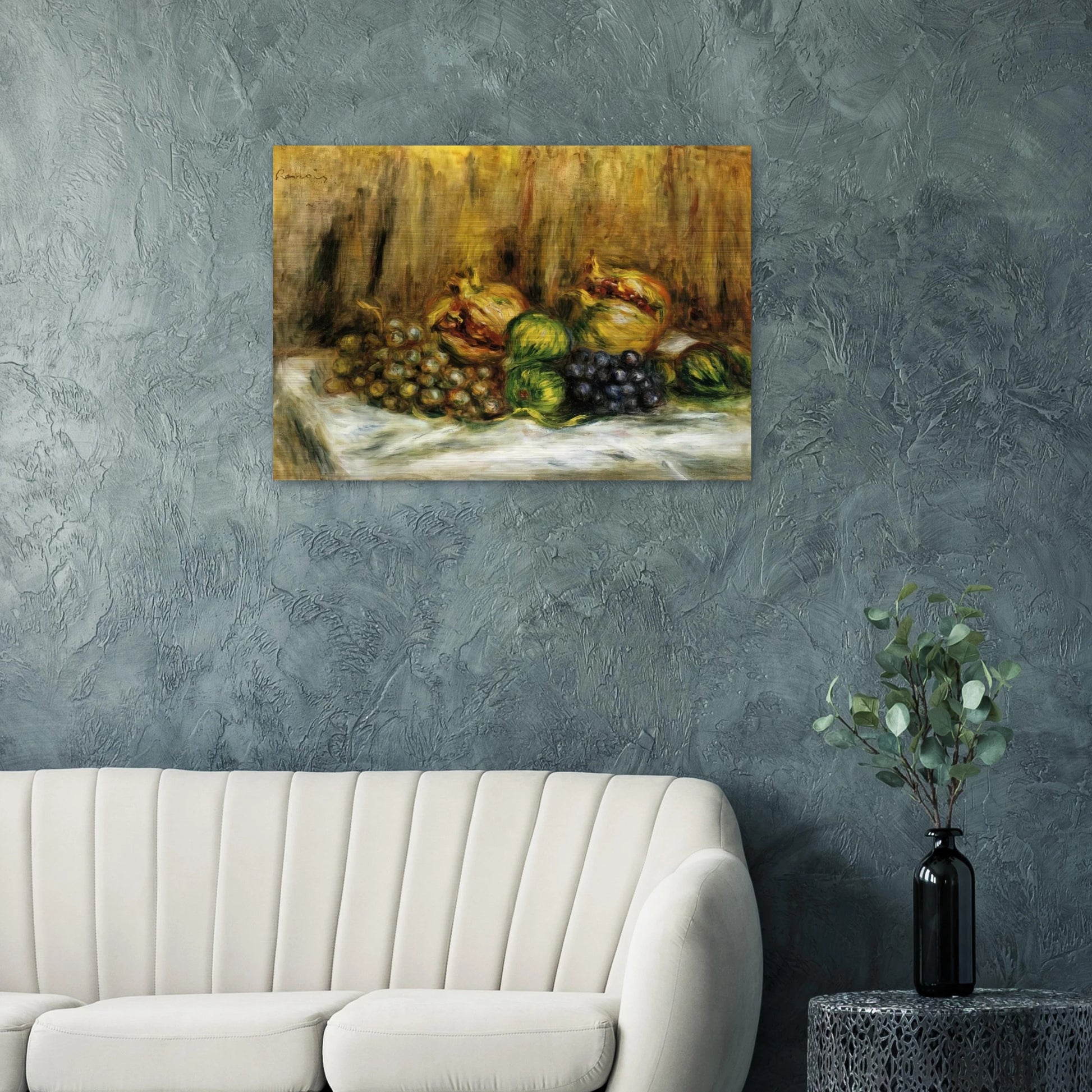 Still Life with Grapes - Pierre-Auguste Renoir Brushed Aluminum Print - 70x100 cm / 28x40 inches | Pierre-Auguste Renoir Aluminum Print | Pierre-Auguste Renoir Prints