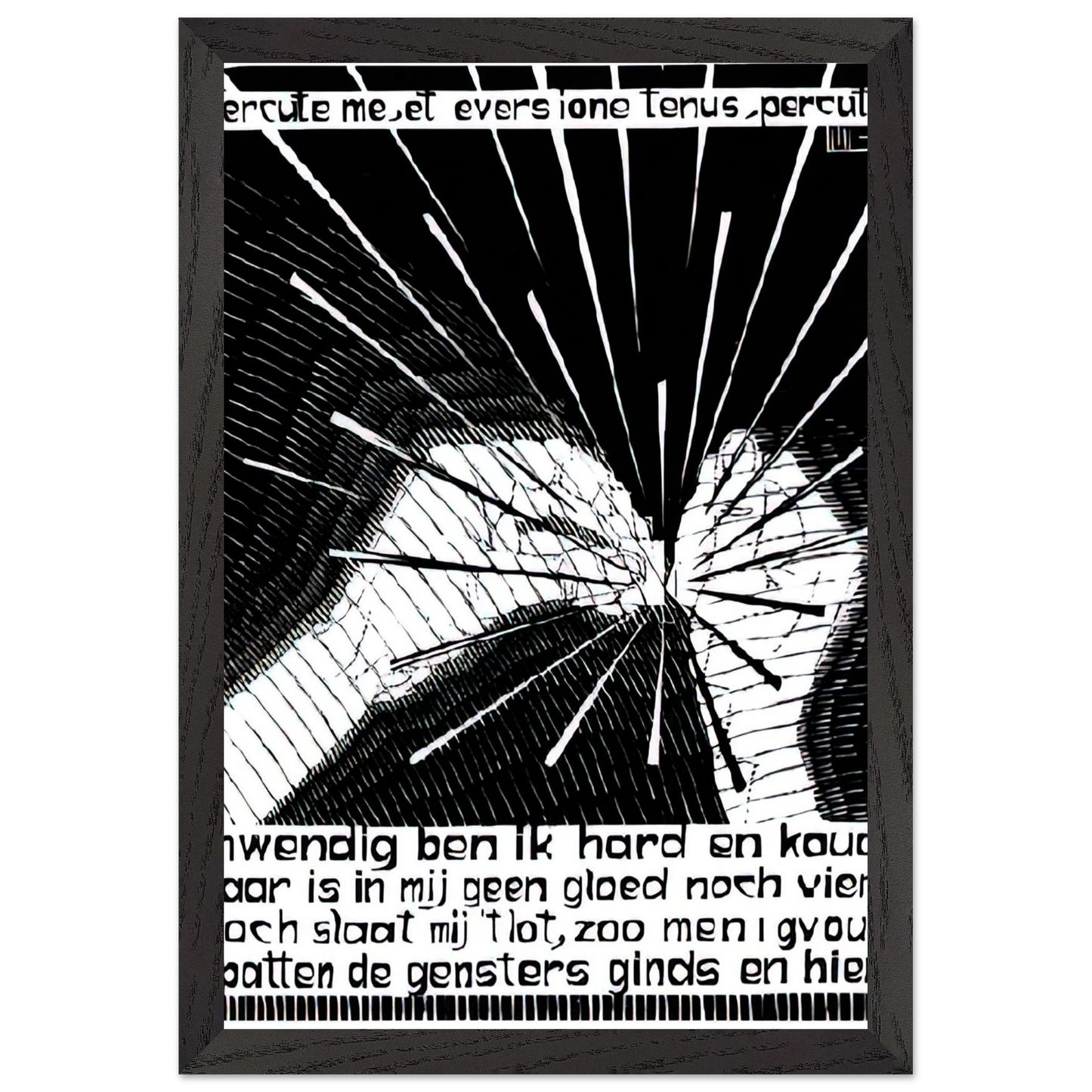 MC Escher - EMBLEMATA FLINT Wall Art - 21x29.7 cm / 8x12" - Premium Wooden Framed Poster With Fine Art Paper - Black frame