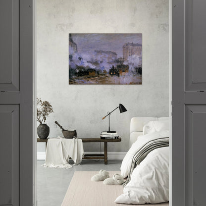 Saint-Lazare Station, Arrival of a Train - claude monet Brushed Aluminum Print - 70x100 cm / 28x40 inches | claude monet Aluminum Print | claude monet Prints