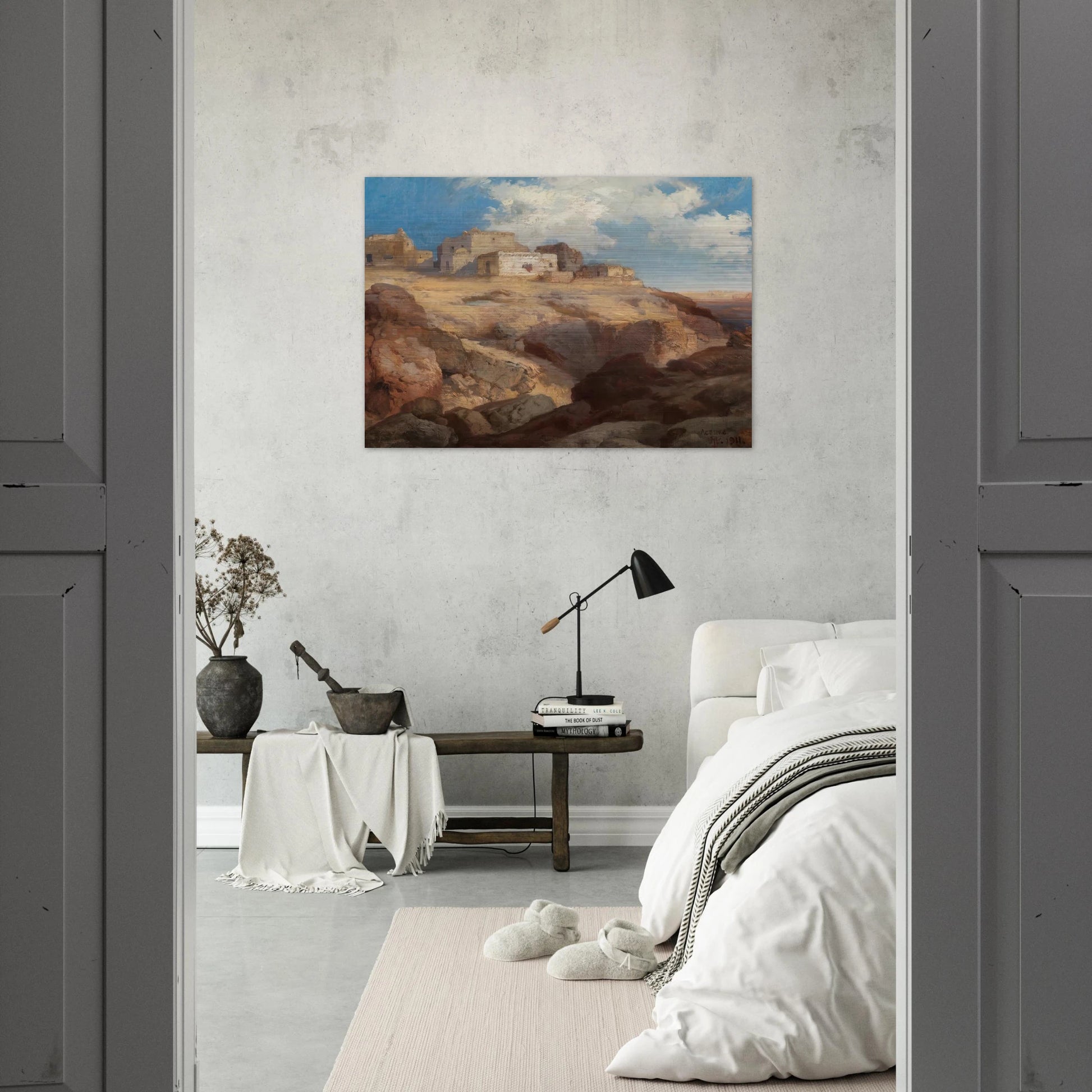 A Bit of Acoma New Mexico - Thomas Moran Brushed Aluminum Print - 70x100 cm / 28x40 inches | Thomas Moran Aluminum Print | Thomas Moran Prints