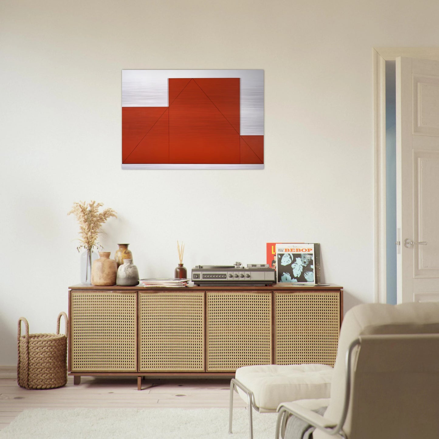 A TRIANGLE WITHIN THREE RECTANGLES 1977 - Robert Mangold Brushed Aluminum Print - 70x100 cm / 28x40 inches | Robert Mangold Aluminum Print | Robert Mangold Prints