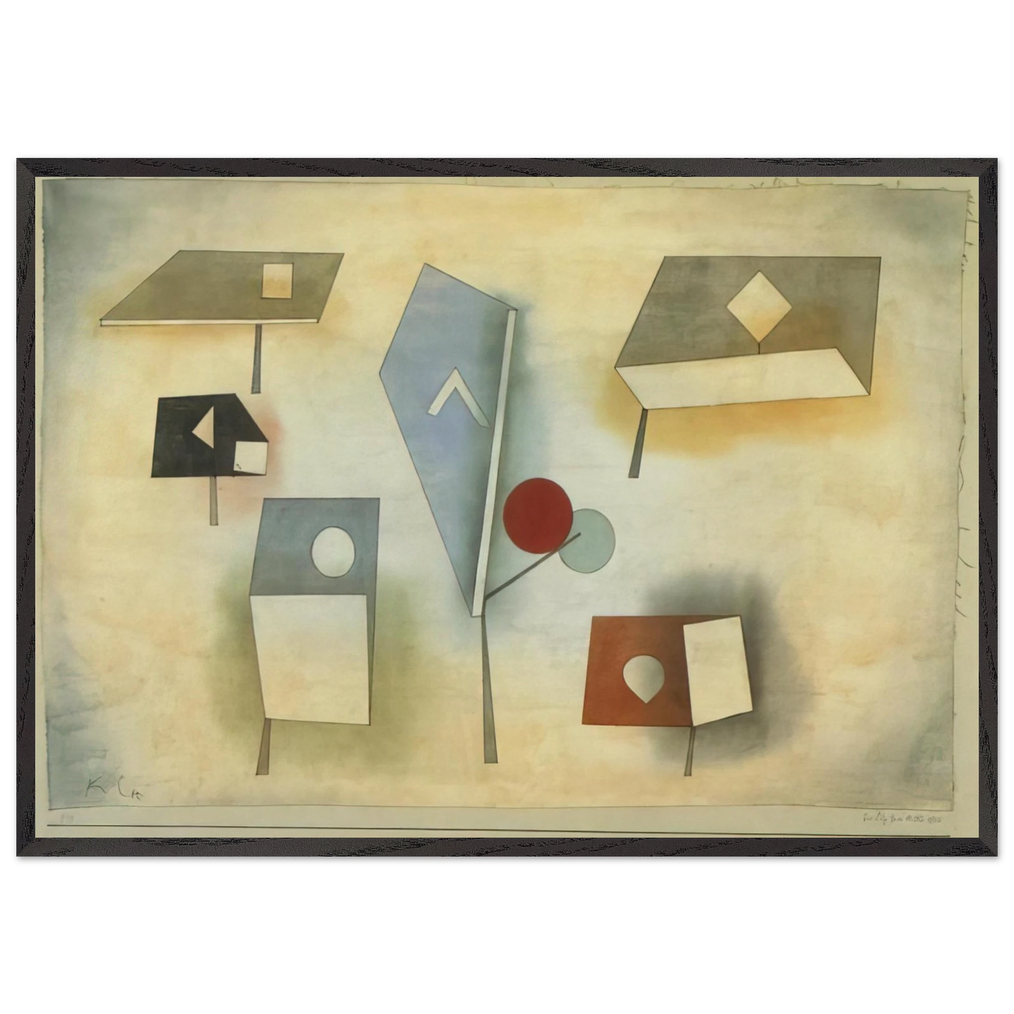 SIX SPECIES 1921 - Paul Klee 70x100 cm / 28x40 inches Framed Art Print – Black Wooden Frame