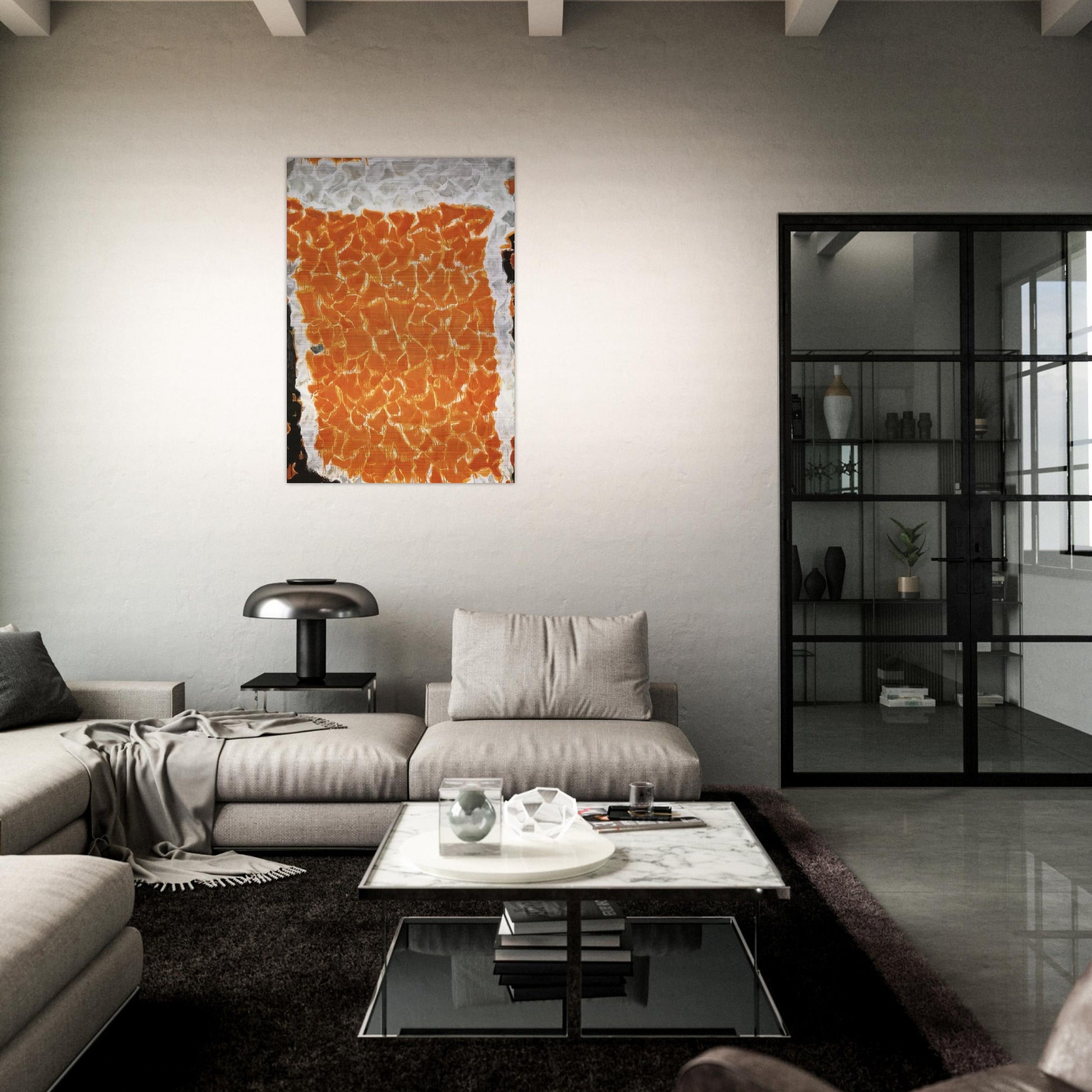 Big Orange - Sam Francis Brushed Aluminum Print - 70x100 cm / 28x40 inches | Sam Francis Aluminum Print | Sam Francis Prints
