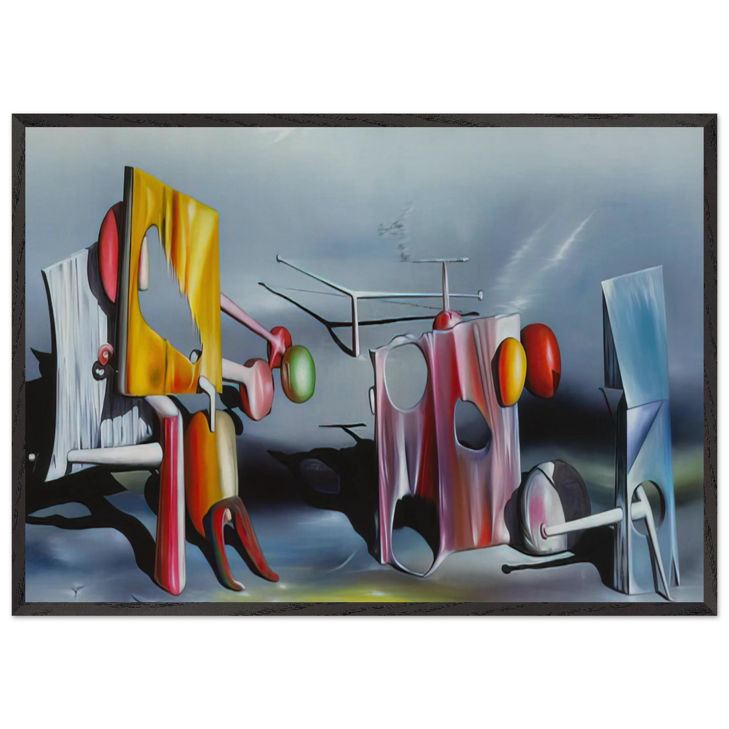 Reply to Red - Yves Tanguy 70x100 cm / 28x40 inches Framed Art Print – Black Wooden Frame