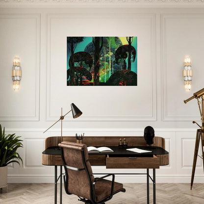Fired by Sun - Eyvind Earle Brushed Aluminum Print - 70x100 cm / 28x40 inches | Eyvind Earle Aluminum Print | Eyvind Earle Prints