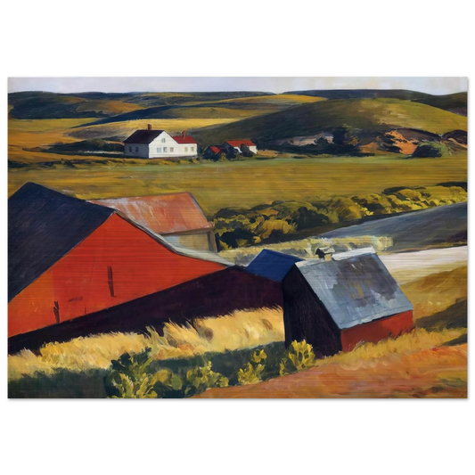 Cobbs Barns and Distant Houses - Edward Hopper Brushed Aluminum Print - 70x100 cm / 28x40 inches | Edward Hopper Aluminum Print | Edward Hopper Prints