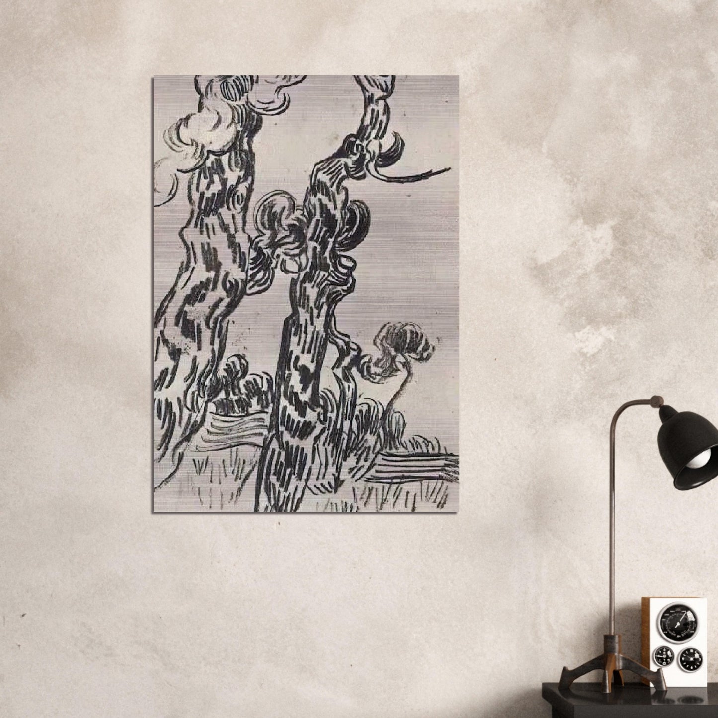Two Pinetrees - Vincent van Gogh Brushed Aluminum Print - 70x100 cm / 28x40 inches | Vincent van Gogh Aluminum Print | Vincent van Gogh Prints