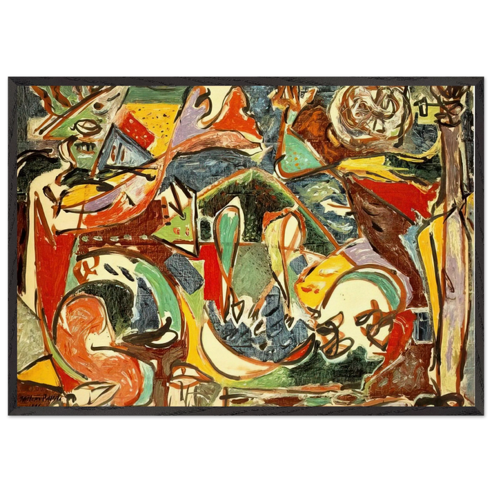 THE KEY - Jackson Pollock 70x100 cm / 28x40 inches Framed Art Print – Black Wooden Frame