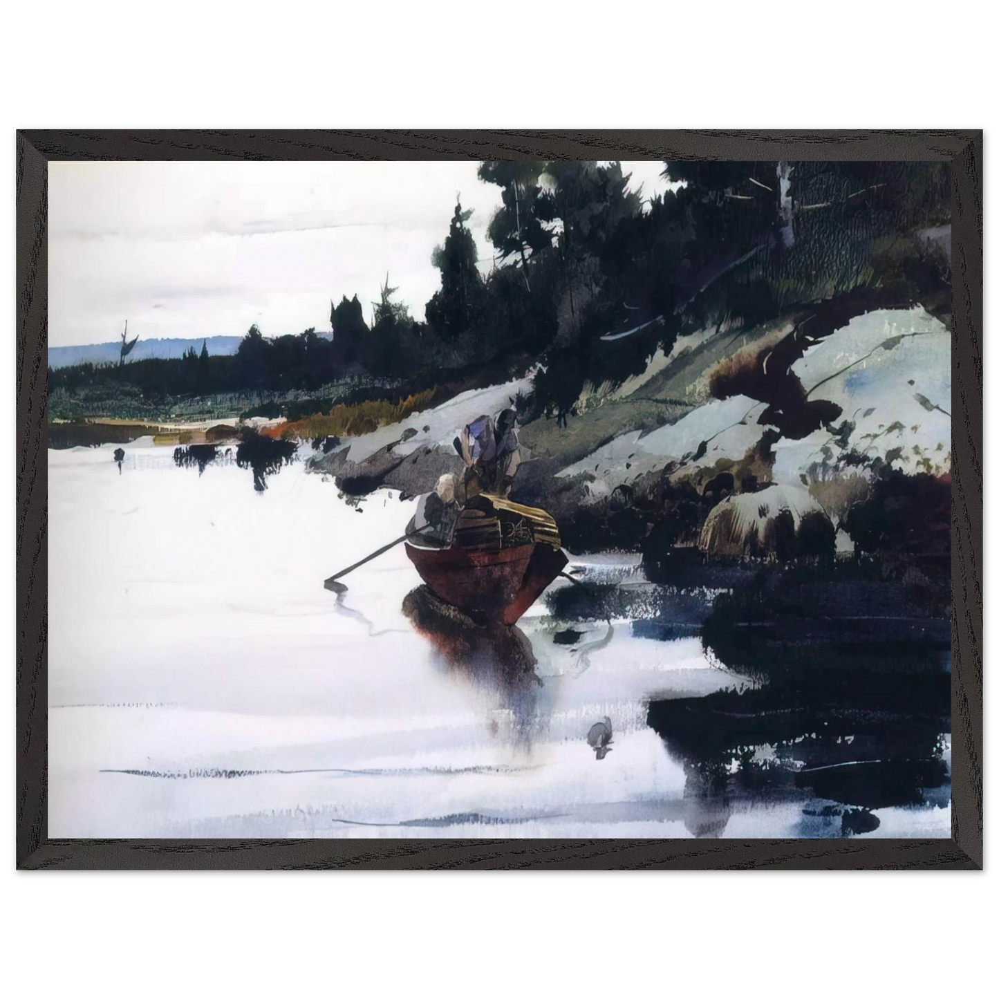 Andrew Wyeth - TURKEY COVE LEDGE Wall Art - 21x29.7 cm / 8x12" - Premium Wooden Framed Poster With Fine Art Paper-canvas - Wood frame